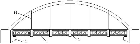采用桁式钢结构加劲纵梁加固的下承式拱桥悬吊桥道系的制作方法