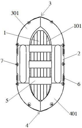 一种充气式圆弧形变径首舷尾舷漂流艇的制作方法