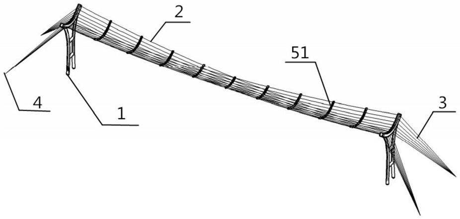 一种双曲抛物面空间交叉缆索网的平拉式人行悬索桥的制作方法