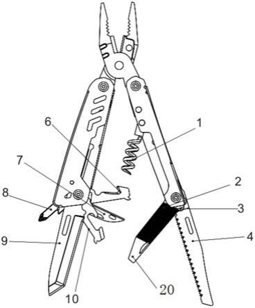一种带收纳剪刀口哨多功能工具钳的制作方法