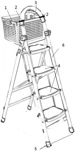一种带可拆卸收纳筐的折叠梯子的制作方法