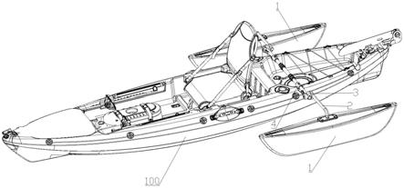 一种皮划艇平衡用的专用装置及带有该装置的皮划艇的制作方法