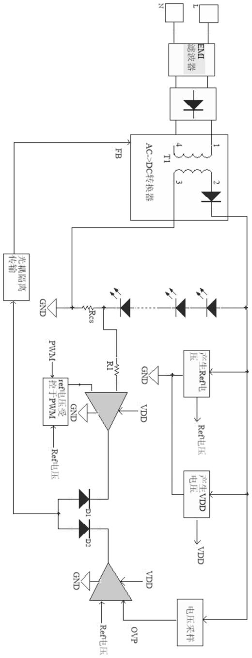 一种PWM转模拟调电流和OVP保护功能的恒流输出回路的制作方法