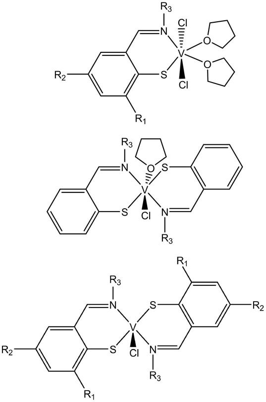一种单、双苯硫亚胺钒烯烃聚合催化剂的制备方法和应用