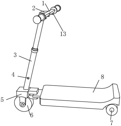 滑板车把手管折叠结构的制作方法