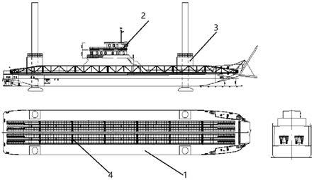 一种可快速架设桥跨的特种工作船及架设方法与流程