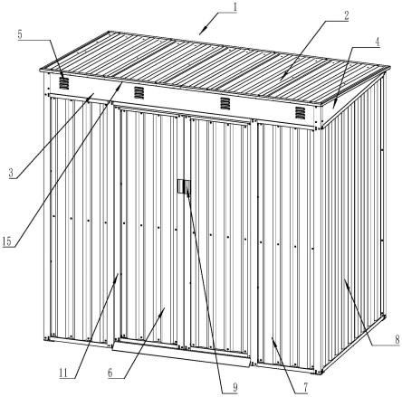 一种庭院室外杂物存放的斜坡顶组合式储物小房间的制作方法