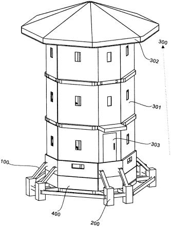 一种基于钢榫结构连接的哨楼