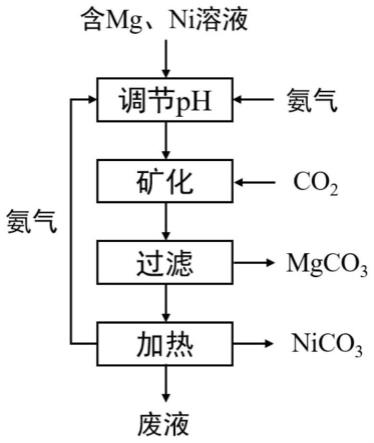 一种镁、镍溶液矿化CO2同时得到碳酸镍的方法