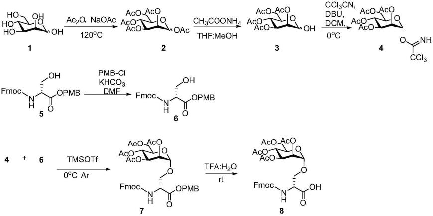 一种化学酶法合成α-肌营养不良蛋白聚糖相关糖肽的方法