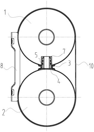 一种贯通式双胆电热水器的复合锥面柔性连接结构