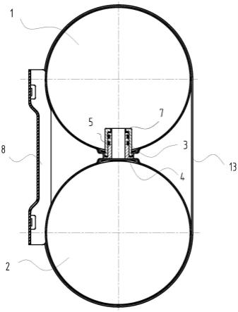 一种柔性连接贯通式电热水器双胆的复合结构