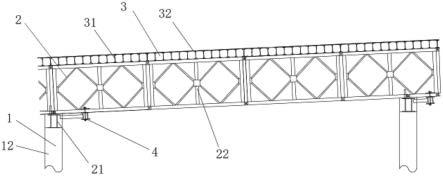 一种双层横梁纵向钢桁架临时施工栈桥坡道的制作方法