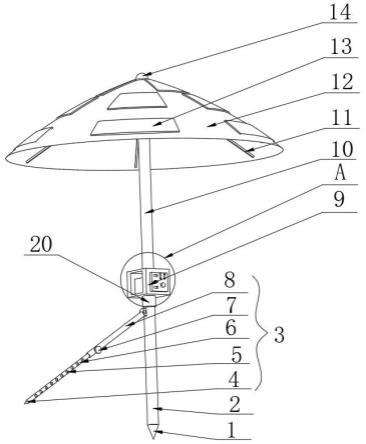 一种便携式薄膜折叠型光伏太阳伞的室外垂钓供电装置的制作方法
