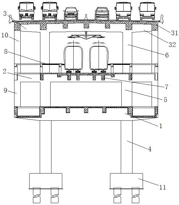 一种全框架结构型式公铁合建高架车站的制作方法