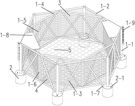 采用桶形基础的坐底式海洋养殖网箱结构的制作方法