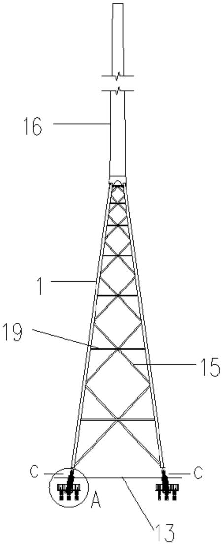 点式基础结构及含该结构的四点式风力发电塔的制作方法