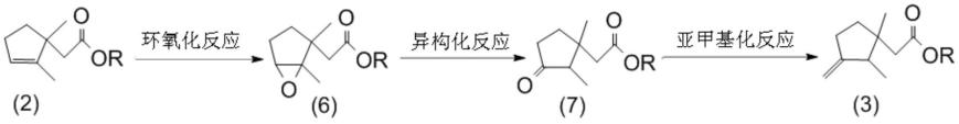 制备有1,2-二甲基-3-亚甲基环戊基基团的乙酸酯化合物和乙醛的方法与流程