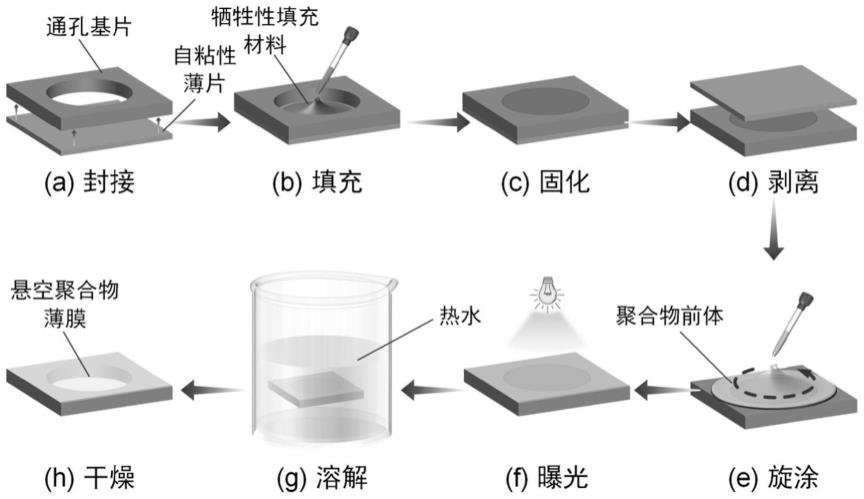 一种悬空聚合物薄膜的制备方法与应用
