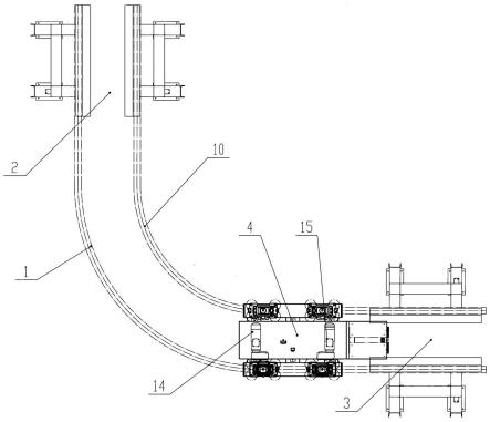 可沿曲线形工字钢双轨轨道运行的转库车系统的制作方法