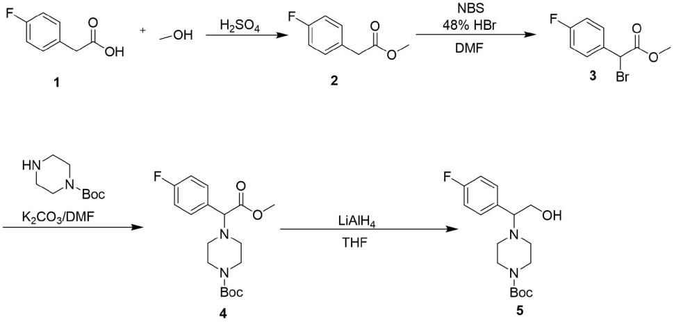 一种含芳香基的哌啶衍生物Boc哌啶4-氟苯乙醇的合成方法与流程