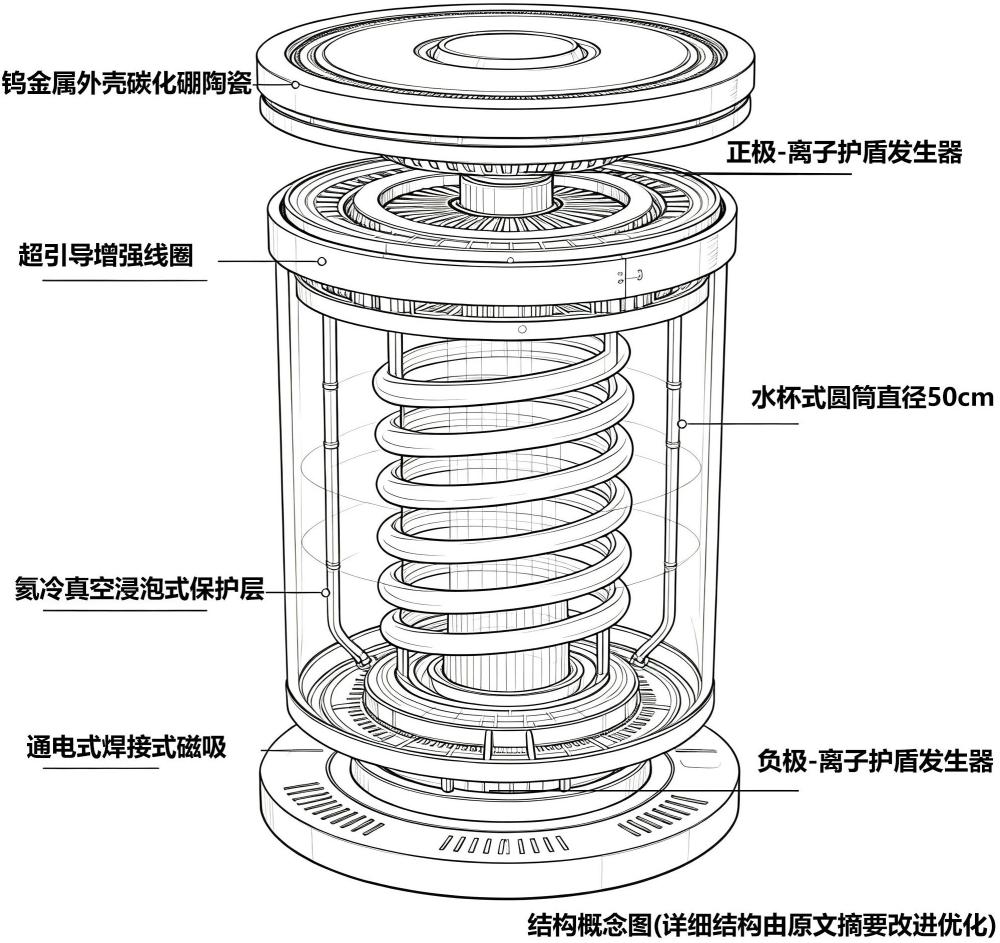 短粗圆筒式三层真空分段磁场氘氚点火氕自持可控核聚变发电装置的制作方法