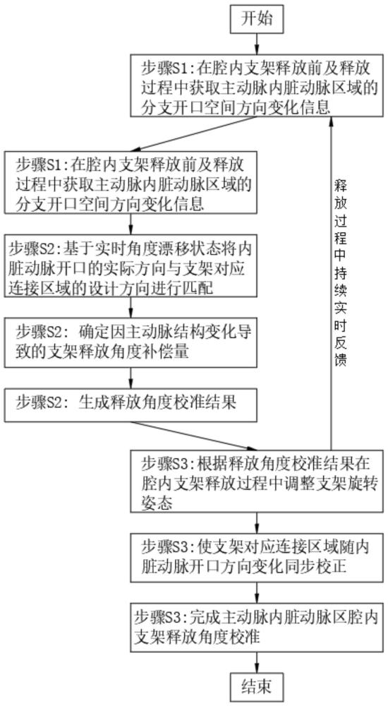 一种主动脉内脏动脉区腔内支架释放角度校准方法与流程